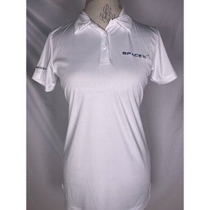 SpaceX Elon Musk Official White Logo Polo Shirt Women's MEDIUM
